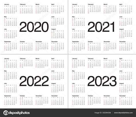 El Calendario 2020 2021 2022 2023 Plantilla 12 Meses Incluir Riset
