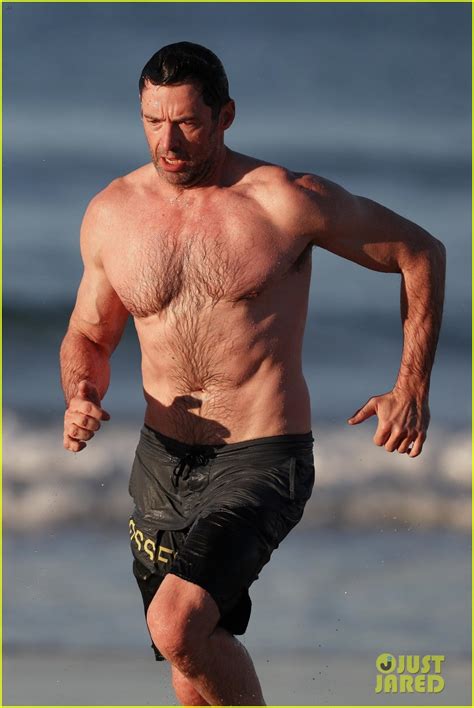 Hugh Jackman Runs Shirtless On The Beach With His Ripped Muscles On Display Photo 3935964