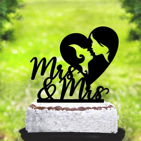 Wedding Silhouette Lesbian Cake Toppercustom Mr And Mrs Cake Topper Same Sex Cake Topper Wedding