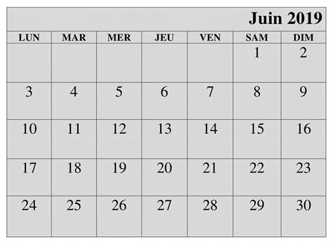 Calendrier Mois Juin 2019 À Imprimer Blank Calendar Template June