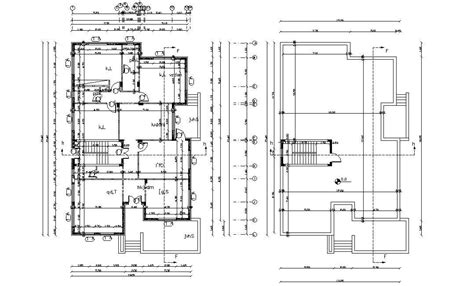 Working Drawing Of Bungalow Design With Terrace Floor Cad Cadbull