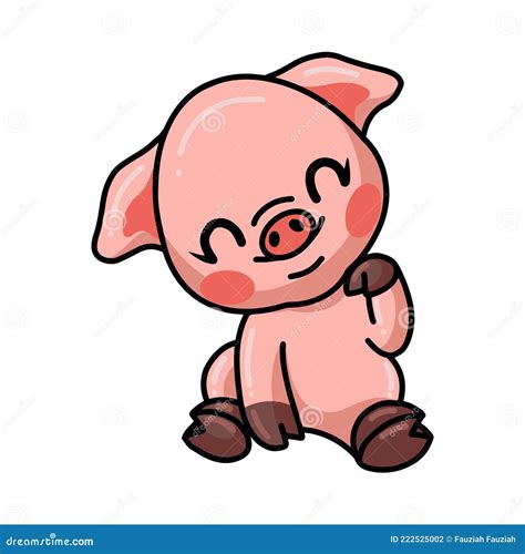 Cute Little Pig Cartoon Sitting Stock Vector Illustration Of Adorable