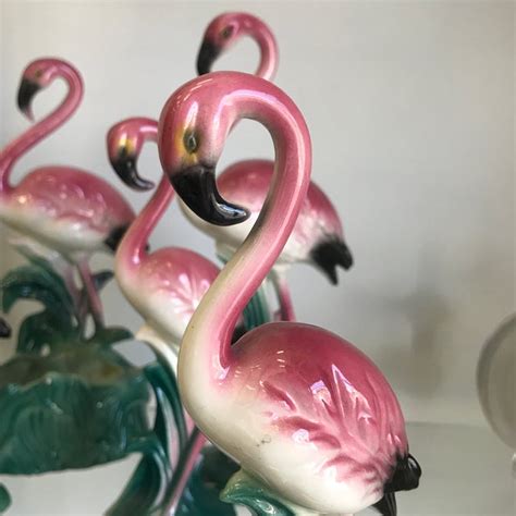 Vintage Ceramic Flamingo Figurines Set Of 6 Chairish