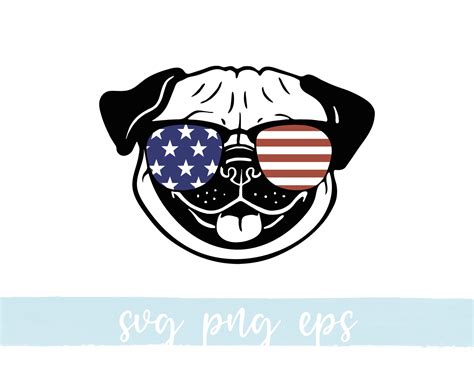 Dog svg 4th Of July Pug Cricut Cut File Clipart eps png | Etsy