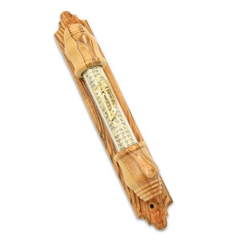 Mezuzah Olive Wood With Paper Scroll In Glass Case Galilee Calendars