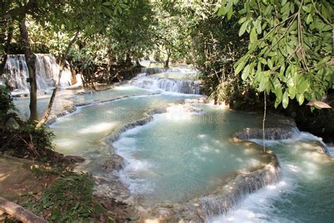 Kuang Si Waterfall Luang Prabang Laos Stock Image Image Of