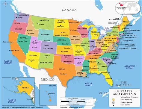United States Map With Capitals Hd