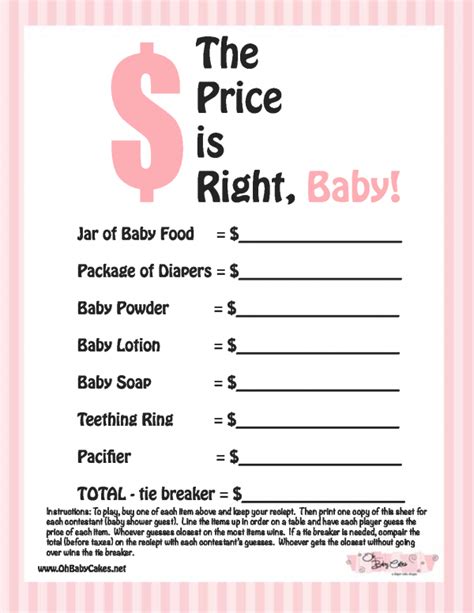 Below is our printable price is right game to use at your baby shower. free printable baby shower games who knows mommy the best ...
