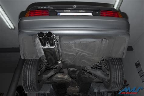 Modification of the rear bumper is necessary. Mercedes SL500 (R129) z wydechem Eisenmann „Race"
