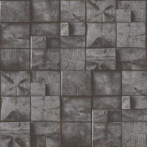 Muriva Wood Block Pattern Realistic Faux Effect Vinyl Wallpaper J84409