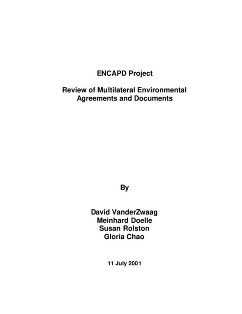 (PDF) Review of Multilateral Environmental Agreements and Documents | Meinhard Doelle - Academia.edu