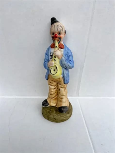 vintage hobo clown playing saxophone artmark 7 5” ceramic figurine 9 97 picclick