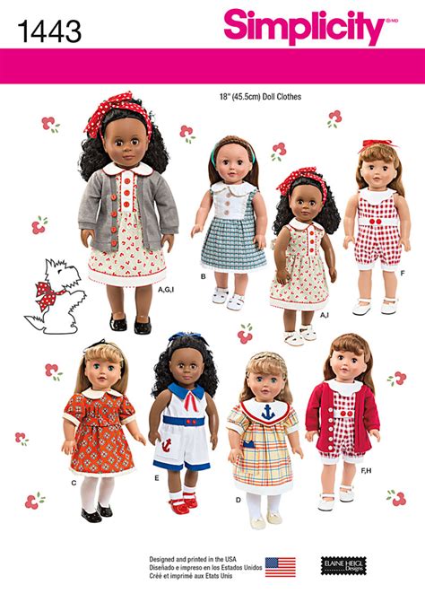 simplicity 1443 18 doll clothes
