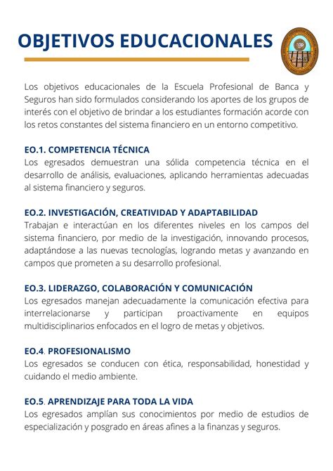 Objetivos Educacionales Universidad Nacional San Agustin Unsa
