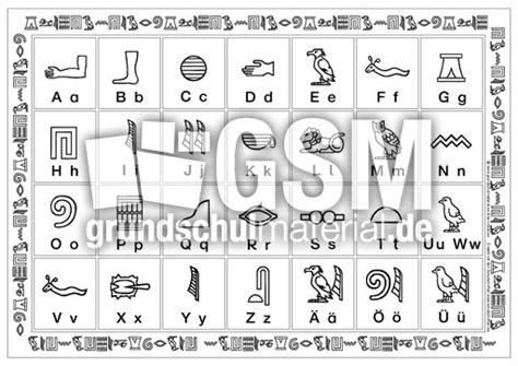 Auf kreta wiederum, wo sich seit dem 10. Hieroglyphen Vorlage ausmalen - Hieroglyphen Vorlagen - Zuordnung - Wortfindung - Setzleiste ...