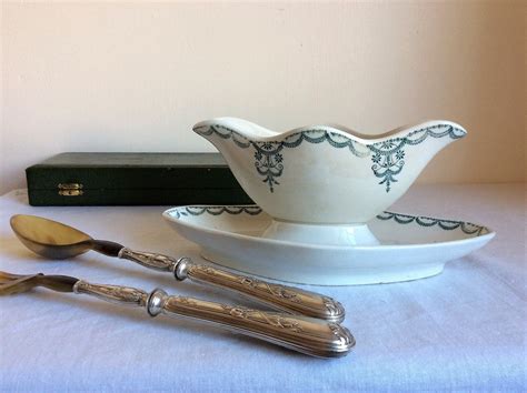 Vintage French Gravy Boat A Gorgeous Blue And White Sauce Etsy