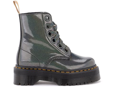 Buy Dr Martens Combat Boot Model Molly Gray Color Shiny Effect With