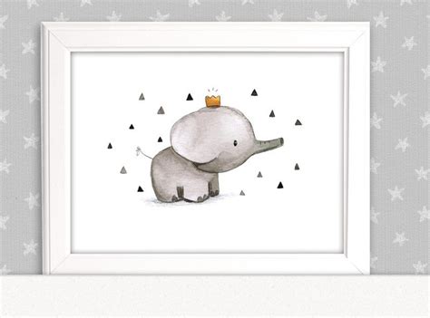 Kinderbild Kinderposter A A Elefant Mit Krone Kinderzimmer Bild