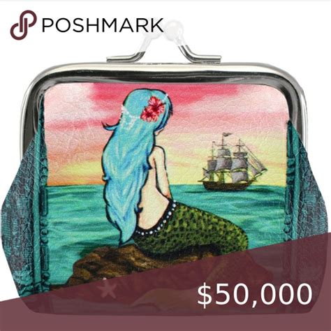 🧩2 left🧩 vintage style mermaid coin purse black evening handbag orange handbag beautiful