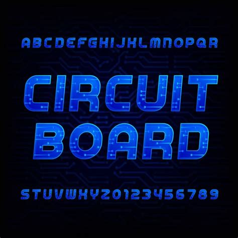 Cyber Techno Type Font Alphabet Digital Hi Tech Style Letters Numbers