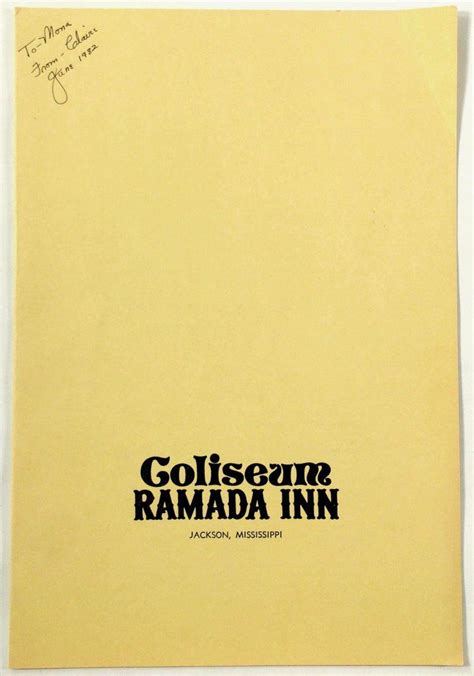 The ramada inn somerset is conveniently located close to most attractions to this city. 1982 Vintage Room Service Menu COLISEUM RAMADA INN Jackson ...