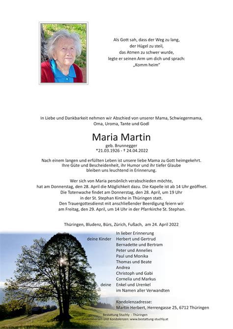 Maria Martin Bestattung Stuchly