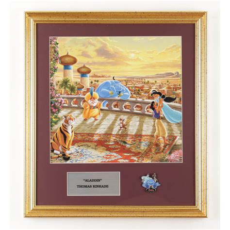 Thomas Kinkade Walt Disneys Aladdin Custom Framed Print Display With Pin Pristine Auction