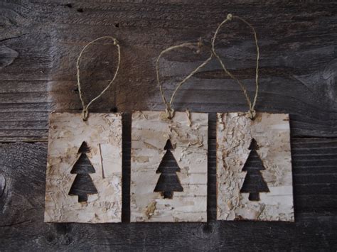 Birch Bark Christmas Tree Cutout Ornaments Set Of By Firandforest 12