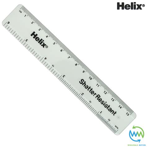 Helix 15cm Ruler Clear 6 Shatter Resistant School Exam 6 Inch Rulers