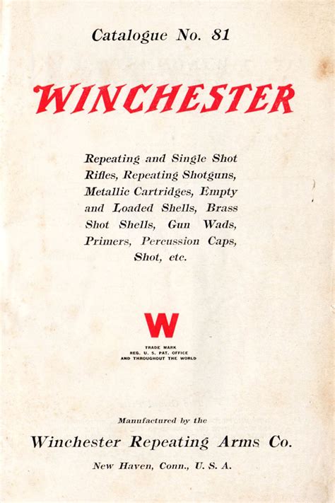 Winchester Catalog No 81 Repeating And Single Shot Rifles Repeating