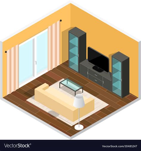 Interior Of A Living Room Isometric View Vector Image
