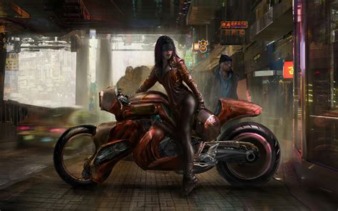 1680x1050 Cyberpunk Girl Futuristic Motorcycle 1680x1050