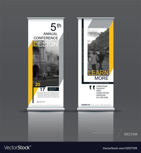 Yellow Roll Up Banner Design Brochure Flyer Vertical Template Vector X