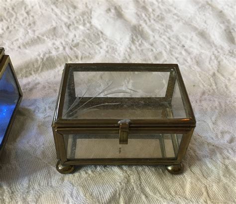 Pair Of Vtg Brass And Glass Boxes Etsy