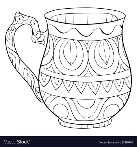 Adult Coloring Bookpage A Cute Jug Image Vector Image