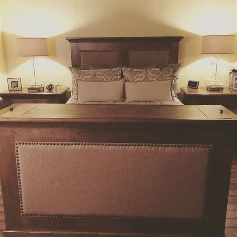 The simple, yet sophisticated tailored bed skirt is great for any style of bed, including headboards, footboards, adjustable beds and more. Custom bed with tv lift in footboard with drawers on the ...