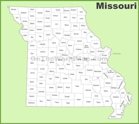 Printable Missouri County Map With Cities