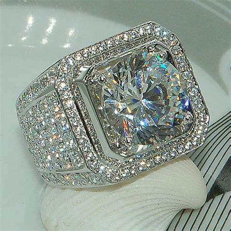 Mens Ring Hip Hop Jewelry Zircon Iced Out Rings Luxury 925 Sterling