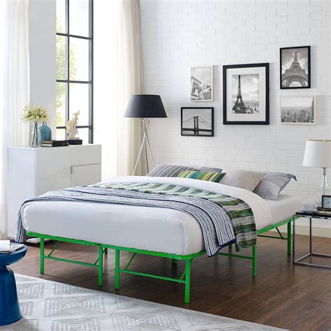 Modway Horizon Stainless Steel Green Bed Frame Queen