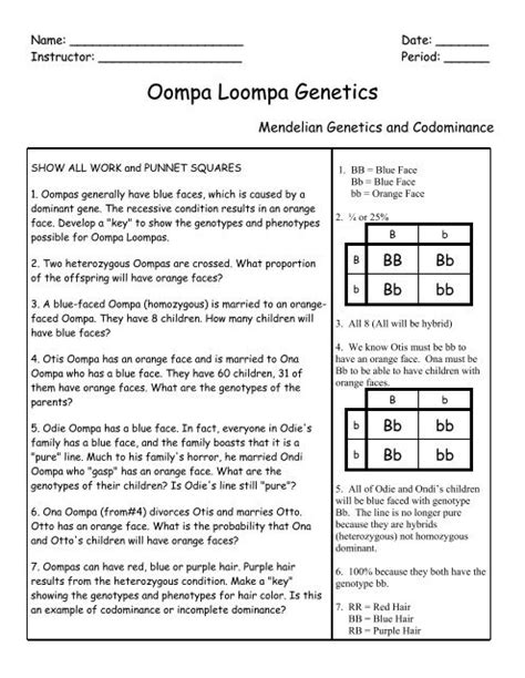 Oompa Loompa Genetics And Others Answer Key Islero Guide Answer For