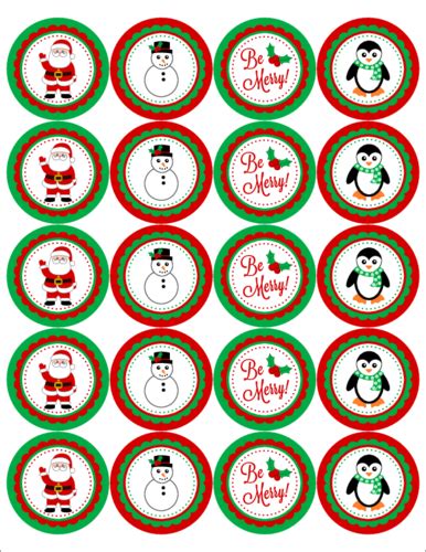 Ol5375 2 Circle Christmas Themed 2 Inch Circle Labels