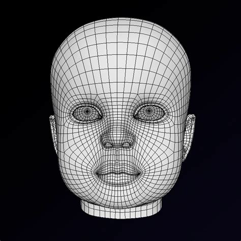 Human Baby Head Low Poly Base Mesh 3d Model 10 Unknown Fbx Ma