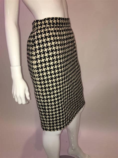 Ungaro Black And White Houndstooth Wool Skirt 1980s For Sale At 1stdibs