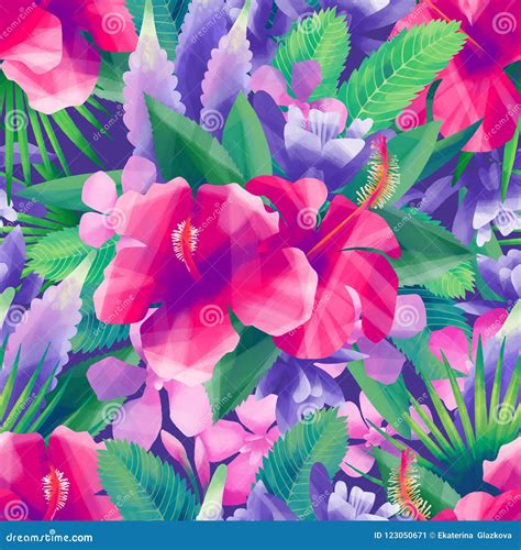 Vibrant Exotic Floral Pattern Stock Illustration Illustration Of