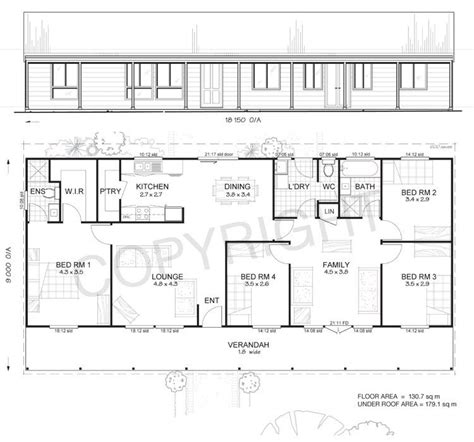 4 Bedroom Rectangular Floor Plans Floorplansclick