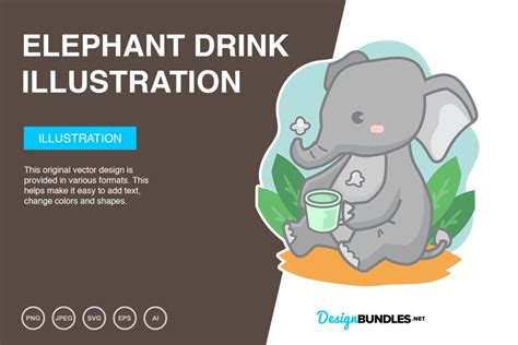 Elephant Drink Vector Illustration