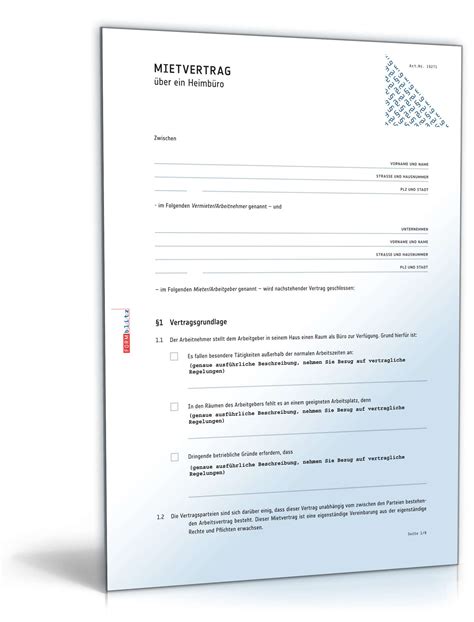 Muster zum download als pdf & word. Heimbüro-Mietvertrag | Rechtssicheres Muster zum Download