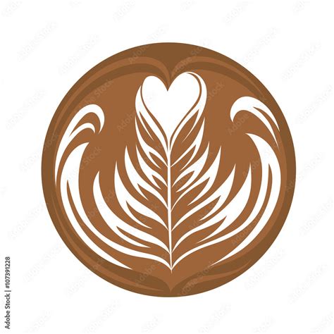 Swing Heart Rosetta Coffee Latte Art Logo Icon Symbol Stock Vector