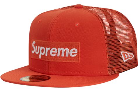 Supreme Box Logo Mesh Back New Era Hat Ss23 Orange Ss23 Kr