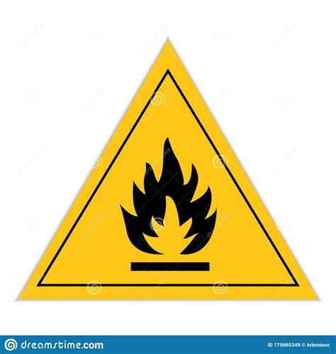 Icon Danger Fire Risk Fire On Yellow Triangle Isolated On White